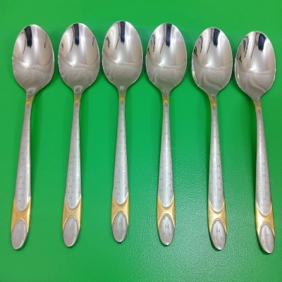 Picture of AYD 6 pcs stainless steel Tea spoon golden design Magnet free Tea spoon for Tableware-Silver