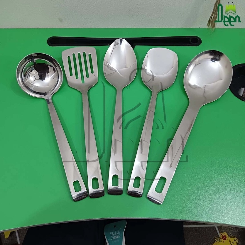 Picture of 1 pcs stainless steel long soulted  spoon for serverwaer in kitchen mirror polish rice spoon-Silver