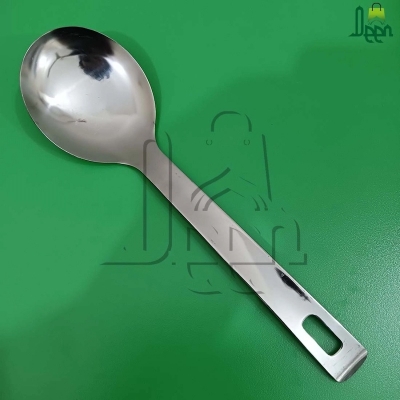 Picture of 5 pcs stainless steel silver color mittor polish Serving spoon set long rice spoon,Soup Spoon, slotted spoon,rice spoon yogurt spoon 4 pcs cookware set-Silver