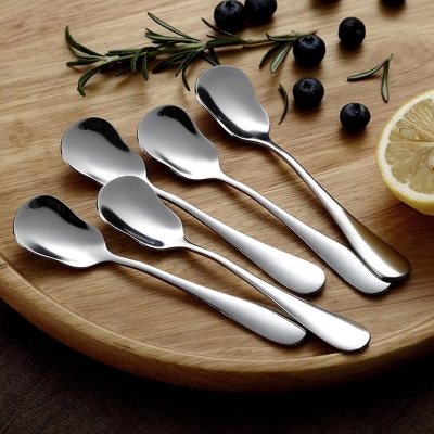 Picture of 6 pcs Stainless Steel Dessert Spoon Yogurt spoon Scoop Ice Cream Spoons Multipurpose Tea Spoon Set for Sundae Cocktails Spoons for Home, Kitchen-Silver