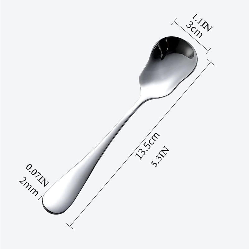 Picture of 6 pcs Stainless Steel Dessert Spoon Yogurt spoon Scoop Ice Cream Spoons Multipurpose Tea Spoon Set for Sundae Cocktails Spoons for Home, Kitchen-Silver