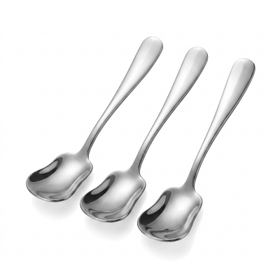 Picture of 6 pcs stainless stees  Stainless Steel Dessert Spoon Yogurt Scoop Ice Cream Spoons silver color-Silver