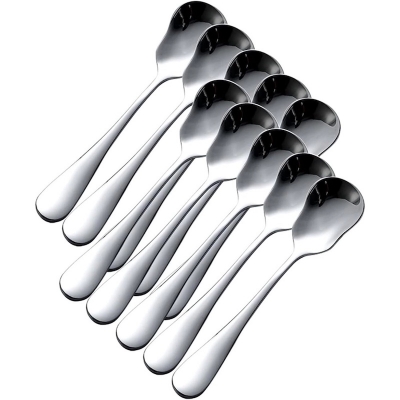Picture of 6 pcs stainless stees  Stainless Steel Dessert Spoon Yogurt Scoop Ice Cream Spoons silver color-Silver