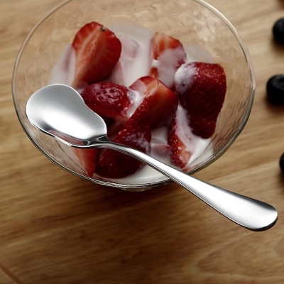 Picture of 6 pcs stainless stees  Stainless Steel Dessert Spoon Yogurt Scoop Ice Cream Spoons silver color-Silver