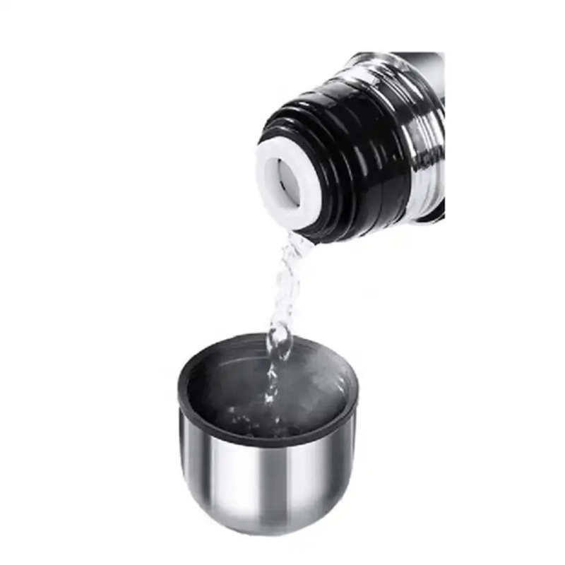 Picture of prestige stainless steel hot and cold Thermos flask for winter flask silver color ss flask push despiser  system-Silver