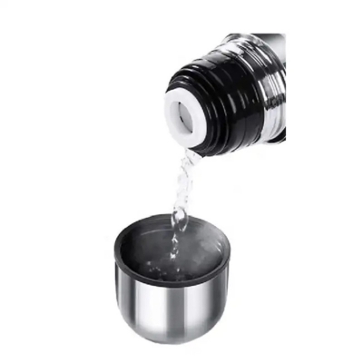 Picture of prestige stainless steel hot and cold Thermos flask for winter flask silver color ss flask push despiser  system-Silver
