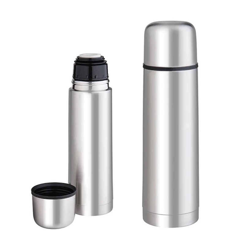 Picture of prestige stainless steel hot and cold Thermos flask for winter flask silver color ss flask push despiser  system-Silver