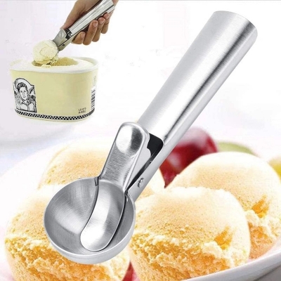 Picture of Stainless Steel Ice spoon Cream Ball Scoop, Dual-purpose Ice Cream Spoon, Creative Summer Dessert, Household Watermelon Fruit-Silver