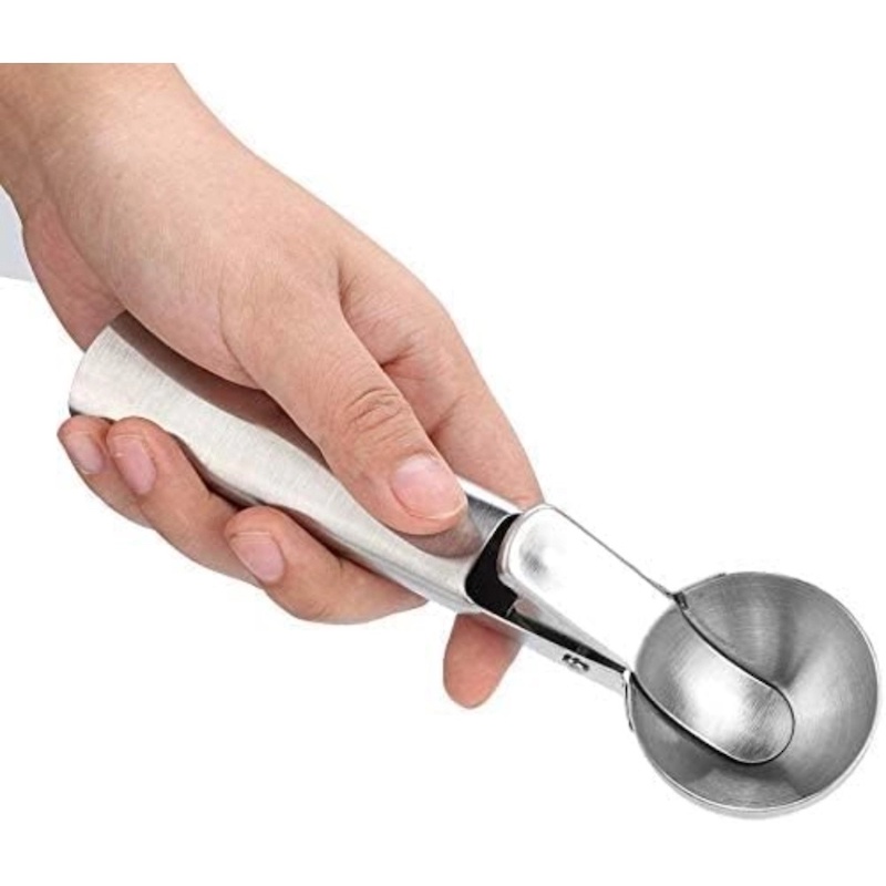 Picture of Stainless Steel Ice spoon Cream Ball Scoop, Dual-purpose Ice Cream Spoon, Creative Summer Dessert, Household Watermelon Fruit-Silver