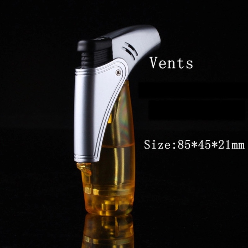 Picture of Butane Jet Torch Plastic Lighter Cigar Lighter Windproof Gas Fuel Visible-Multicolor
