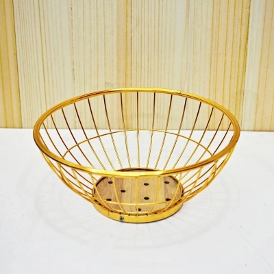 Picture of Newfangled - Superb Quality - 1 pcs golden color 10 Inch Metal Fruit Basket - Kitchen & Dining - Express Yourelf - Modern and Trendy-Gold