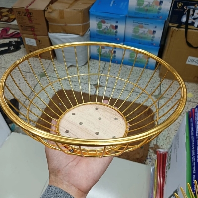 Picture of Newfangled - Superb Quality - 1 pcs golden color 10 Inch Metal Fruit Basket - Kitchen & Dining - Express Yourelf - Modern and Trendy-Gold