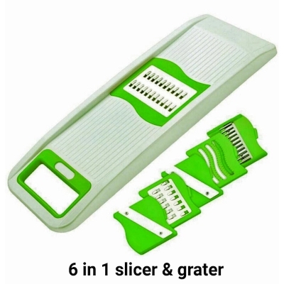 Picture of 6 in 1 multipurpose slicer & grater vegetable & fruit slicer, potato chips cutter-White