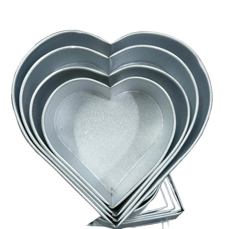 Picture of 4 pcs set Heart Shape Cake Mold - Cake Baking Mold - 4 pieces Mold set Love style-Silver
