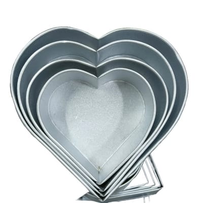 Picture of 4 pcs set Heart Shape Cake Mold - Cake Baking Mold - 4 pieces Mold set Love style-Silver
