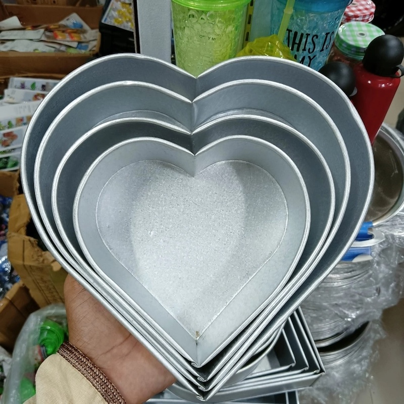 Picture of 4 pcs set Heart Shape Cake Mold - Cake Baking Mold - 4 pieces Mold set Love style-Silver