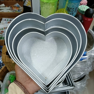 Picture of 4 pcs set Heart Shape Cake Mold - Cake Baking Mold - 4 pieces Mold set Love style-Silver