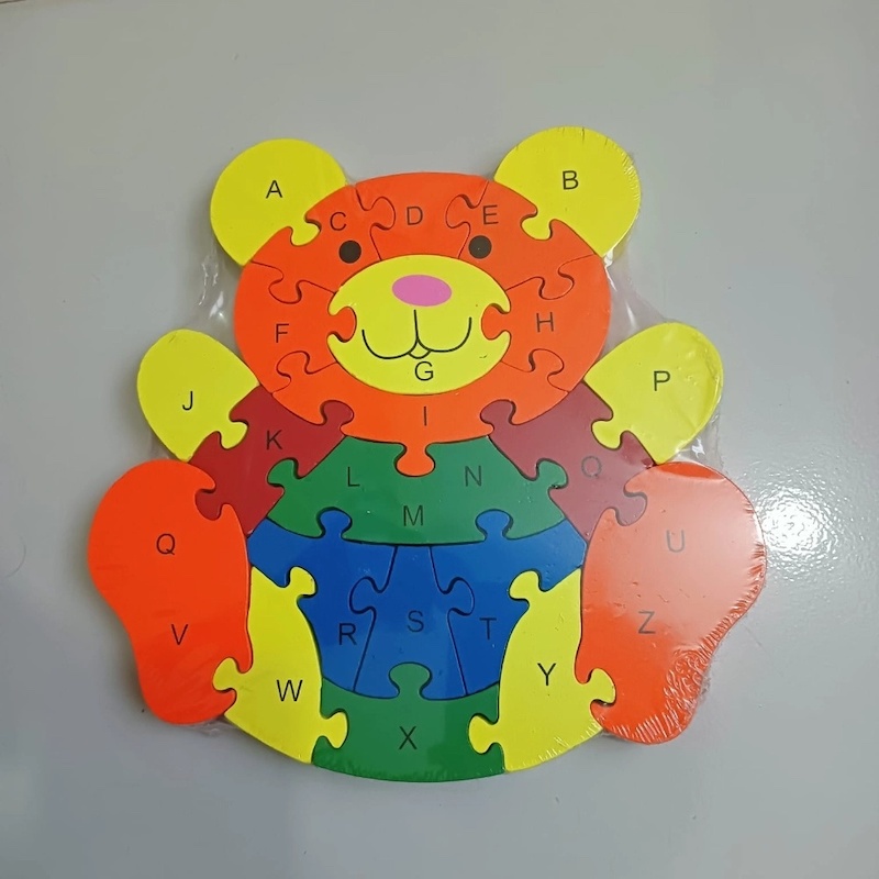 Picture of A to Z and 1-26  Alphabet and Number Wooden Jigsaw Puzzle - Bear-Multicolor