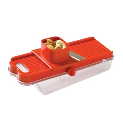Picture of Potato Slicer for Chips Vegetable & Fruit Cutter Slicer, Black/Silver Potato Slicer (1 Potato Slicer) Vegetable & Fruit Slicer-Red
