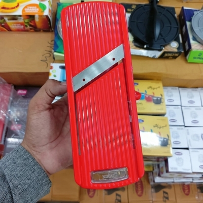 Picture of Potato Slicer for Chips Vegetable & Fruit Cutter Slicer, Black/Silver Potato Slicer (1 Potato Slicer) Vegetable & Fruit Slicer-Red