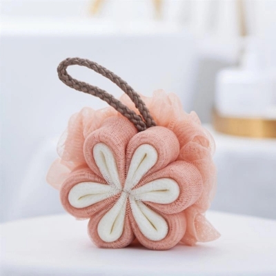 Picture of 1 pcs Soft Mesh Bath Sponge Balls Loofah Cleaning Brush Shower Sponge Body Cleanser Exfoliating Scrubbers Bathroom Supplies-Yellow