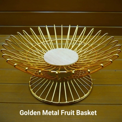 Picture of Nifty Niche - Urban Vibes - Golden Metal Fruit Basket Storage Rack - Kitchen & Dining - Unrivaled in Genre - Modern and Trendy-Gold