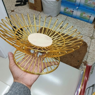 Picture of Nifty Niche - Urban Vibes - Golden Metal Fruit Basket Storage Rack - Kitchen & Dining - Unrivaled in Genre - Modern and Trendy-Gold