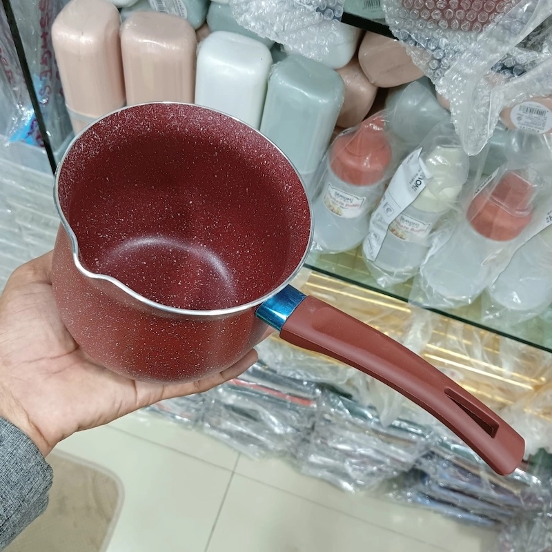 Picture of Mini Milk Pan Non Stick Warmer Coffee Pot for Cooking Heating Boiling Melting-Brown