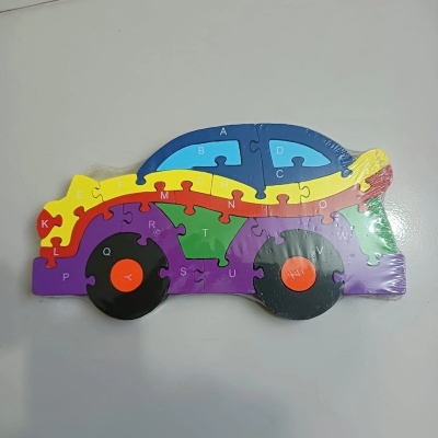 Picture of Wooden Puzzles 26 Preschool Educational Toys Blocks Shapes for 26 English Letters Numbers-Multicolor