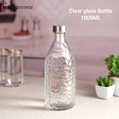 Picture of Buxton Clear glass Bottle for water Milk , reusable water bottle 1000ML