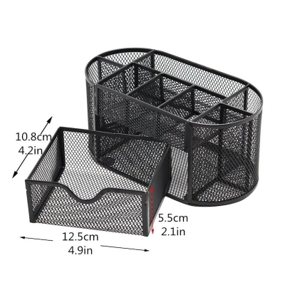 Picture of 1 pcs Nirva Metal Mesh Desk Organizer Pen Stand with Drawe-Black