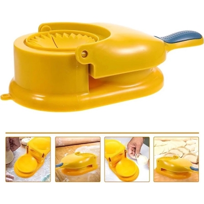 Picture of 2 in 1 Dough Press Tool Set Dumpling Maker Manual Press Skin Mold Kitchen Tools-Yellow