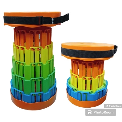 Picture of Lavish indulgent - Outdoor Retractable Stool Portable Folding Camping Chair Adjustable Height Plastic Fishing Chair - Easy To maintain-Multicolor