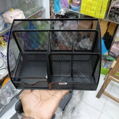 Picture of 1 pcs Desk Organizer Pen Stand for Study Table Stationery Organizer Metal Mesh Office Organizer Pen Holder-Black