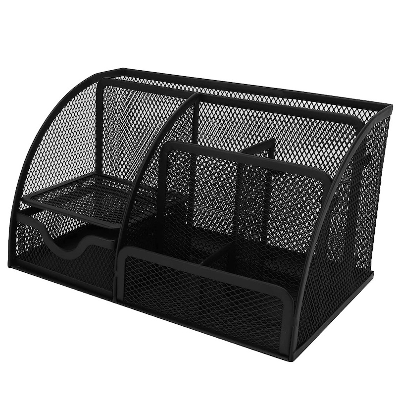 Picture of 1 pcs Desk Organizer Pen Stand for Study Table Stationery Organizer Metal Mesh Office Organizer Pen Holder-Black