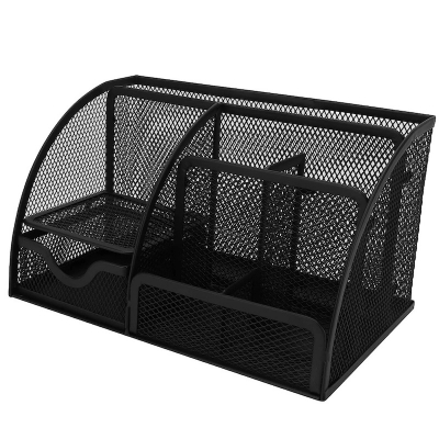 Picture of 1 pcs Desk Organizer Pen Stand for Study Table Stationery Organizer Metal Mesh Office Organizer Pen Holder-Black