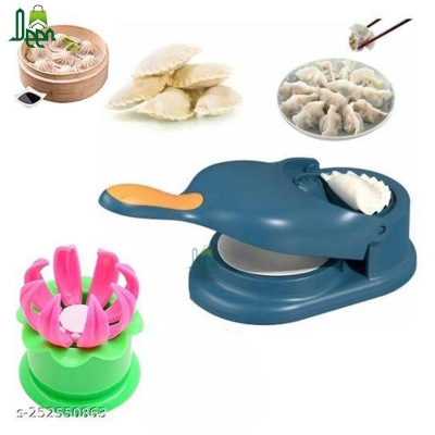 Picture of 2 in 1 Dough Press Tool Set Dumpling Maker Manual Press Skin Mold Kitchen Tools  and 1 pcs momo Macker Free-Multicolor