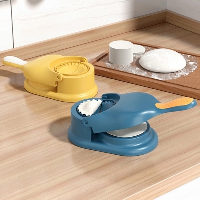 Picture of 2 in 1 Dough Press Tool Set Dumpling Maker Manual Press Skin Mold Kitchen Tools  and 1 pcs momo Macker Free-Multicolor