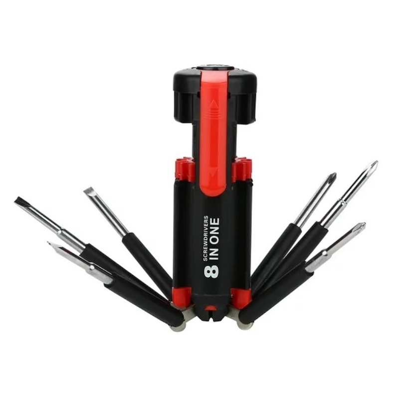 Picture of 8 in 1 Multi Portable Screwdriver with 6 LED Torch Repair Light Up Multi-functional Integrated Flashlight Set - Minimalistic Sophistication-Black
