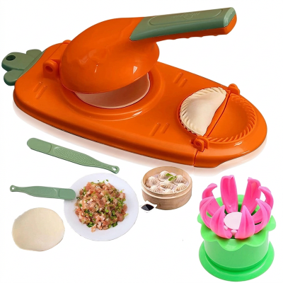 Picture of Dumpling Maker 2 In 1 Dumpling Pressing Mold DIY Manual Dough Rolling Labor-Saving Wrapper Machine Kitchen Utensils and momo-Multicolor