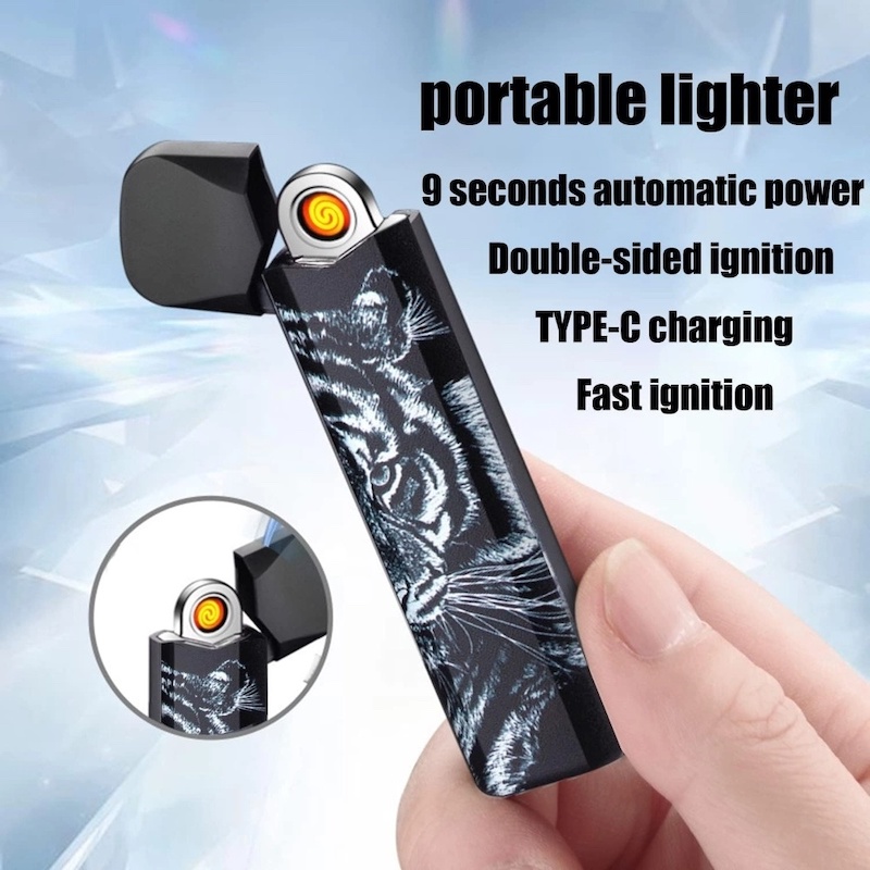 Picture of 1 pcs Electronic Lighter Mini Plasma Lighter Portable Lighter USB Rechargeable Lighter Windproof Lighter Cool Pattern-Multicolor