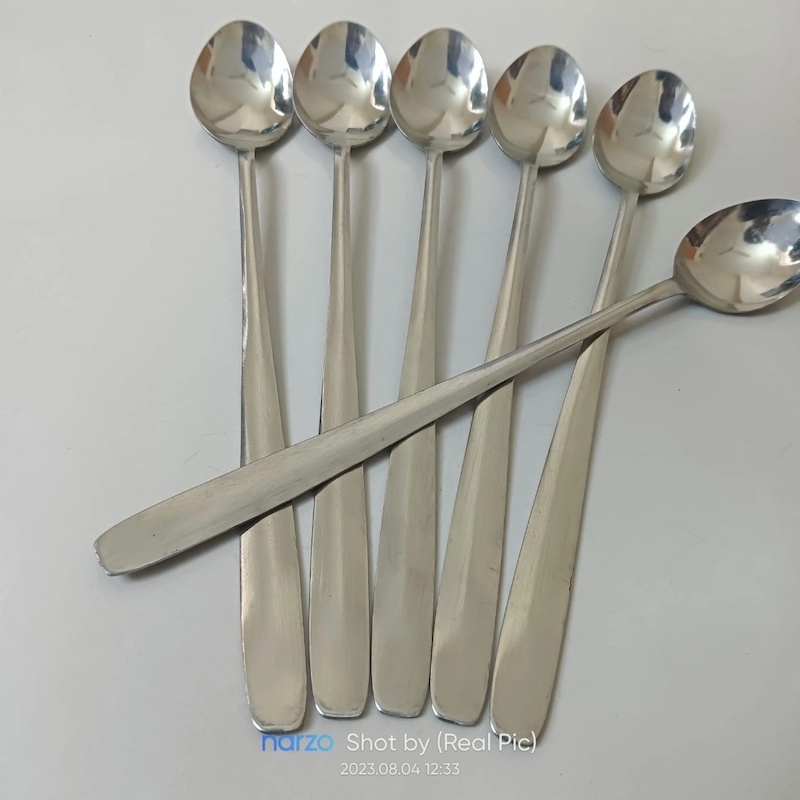 Picture of Rosy Stainless Steel Long Handle Pickling Spoon – 8 Inches (1 Pc)-Silver