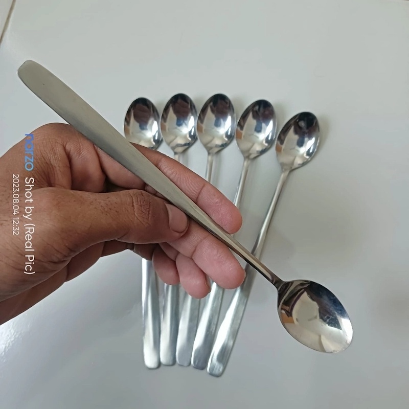 Picture of Rosy Stainless Steel Long Handle Pickling Spoon – 8 Inches (1 Pc)-Silver