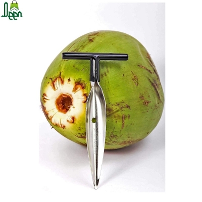 Picture of Coconut Opener Tool Fruit Black Rubber Handle EZ Easy Grip SAFE-Silver