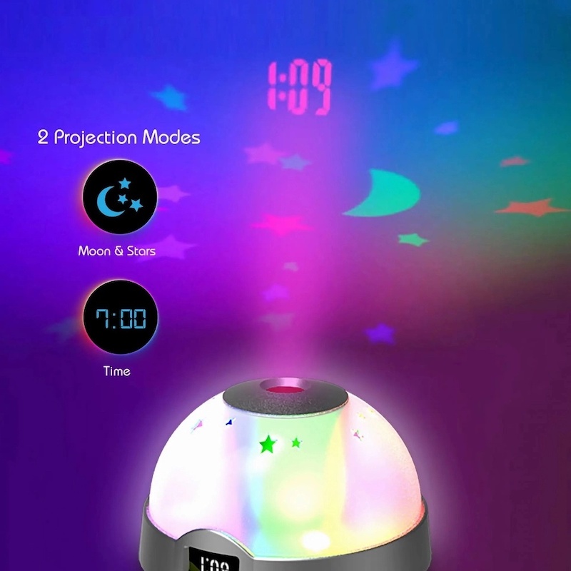 Picture of LED Starry Night Sky Projector 7 Colors Changing Projection Digital Alarm Clock LED Night Light Kids Gifts Toy-White