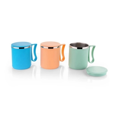 Picture of 1 pcs Coffee Mug with Stainless Steel for Tea Milk Mug Inner Stylist Double Wall Cup for Home Office Restaurant Use Gift Hot mug Stainless steel inner-Black