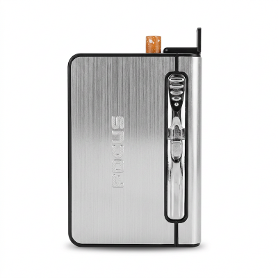 Picture of Focus cigaratte box dispenser with lighter 10 pcs capacity-Silver