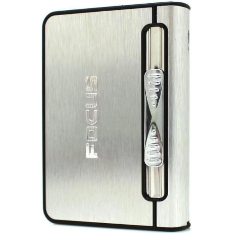 Picture of Focus cigaratte box dispenser with lighter 10 pcs capacity-Silver