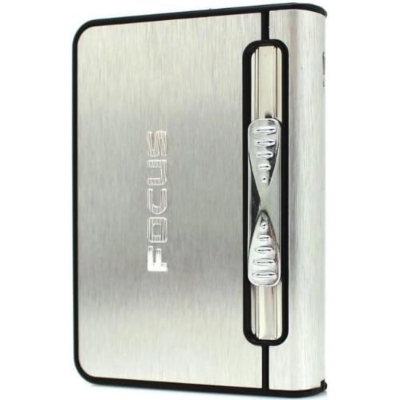 Picture of Focus cigaratte box dispenser with lighter 10 pcs capacity-Silver