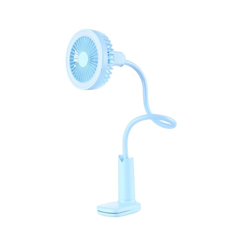 Picture of Desk Bench Chair Baby Crib Stroller Clip on Cooling Fan Gooseneck LED Night Lamp 2200mAH Battery - মিনি ফ্যান-Grey
